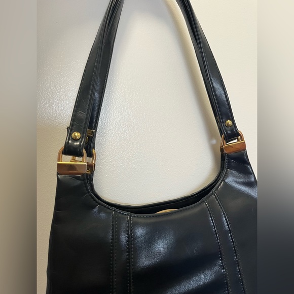 Genuine leather navy clasp shoulder bag vintage jr Julius resnick baguette bag - Picture 5 of 6